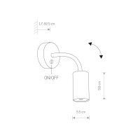Wandspot verstellbar Weiß Stahl GU10 L:30 cm Schalter