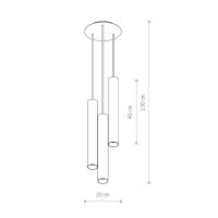 Pendelleuchte Stahl Weiß GU10 L:20 cm 3-flammig Modern