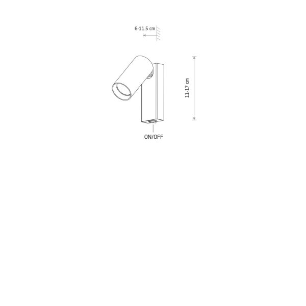 Wandstrahler Seidengrau flexibel GU10 B:10 cm Schalter