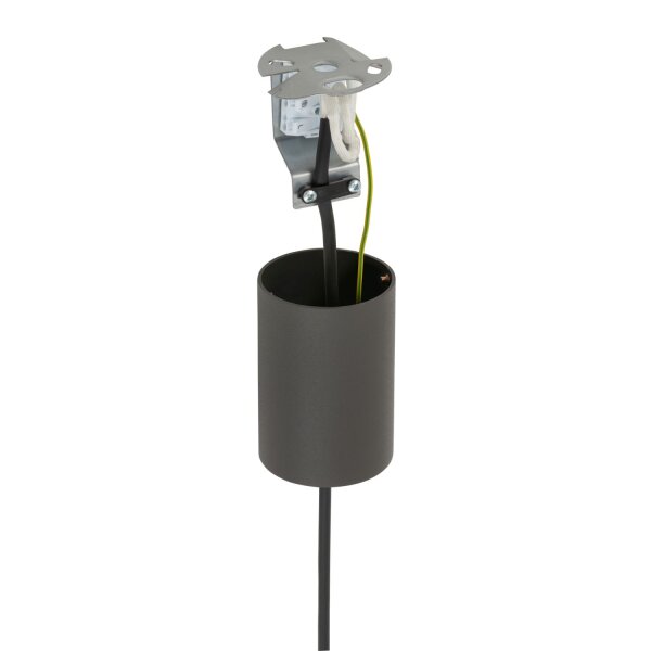 Hängelampe Stoff Umbra Grau E27 L:65 cm rund Modern