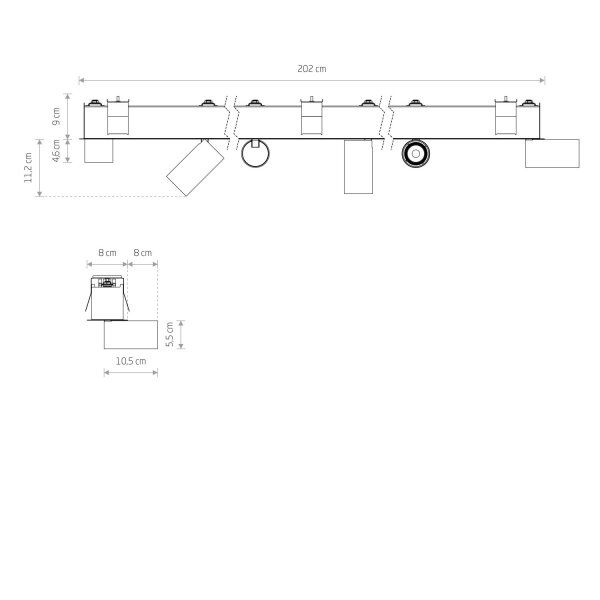 Einbauspot XXL Weiß GU10 L:216 cm lang verstellbar