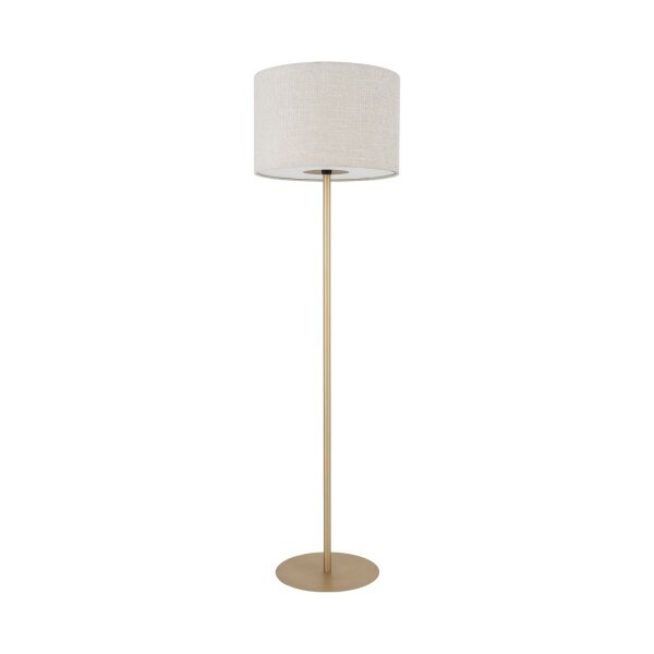 Stehleuchte Stahl Stoff Gold Creme E27 H:163 cm Modern