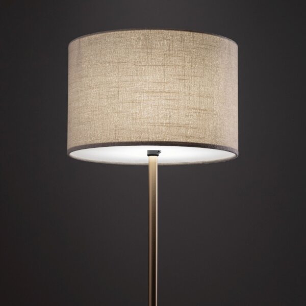Stehleuchte Stahl Stoff Gold Creme E27 H:163 cm Modern