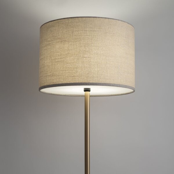Stehleuchte Stahl Stoff Gold Creme E27 H:163 cm Modern