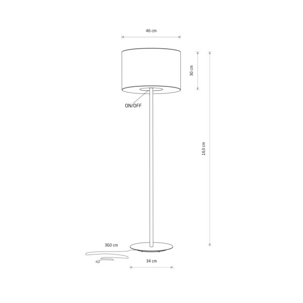 Stehleuchte Stahl Stoff Gold Creme E27 H:163 cm Modern