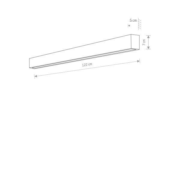 LED Wandleuchte Schwarz Stahl 22 W L:122 cm lang