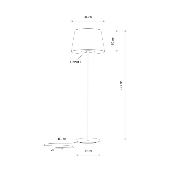 Stehlampe Stahl Seidengrau E27 H:163 cm Modern Stoff