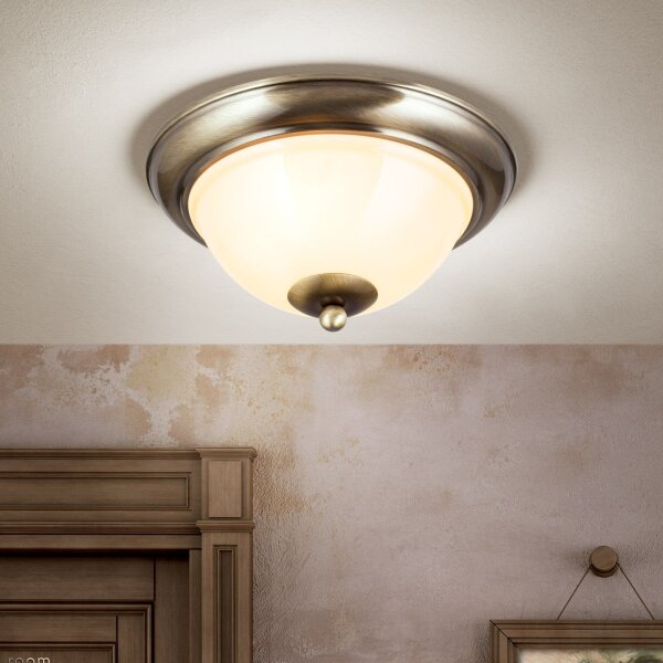 Deckenlampe Messing massiv Glas E27 Ø 27,3 cm rund