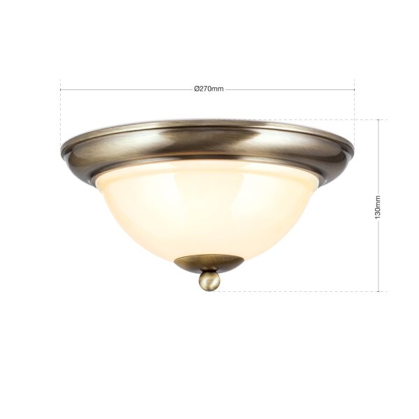 Deckenlampe Messing massiv Glas E27 Ø 27,3 cm rund