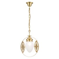 H&auml;ngelampe Messing massiv Glas B: 25 cm in Bronze Wei&szlig;