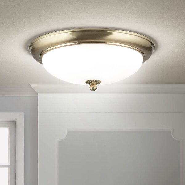 Deckenlampe Metall Glas rund Ø 35,5 cm E27 2-flammig