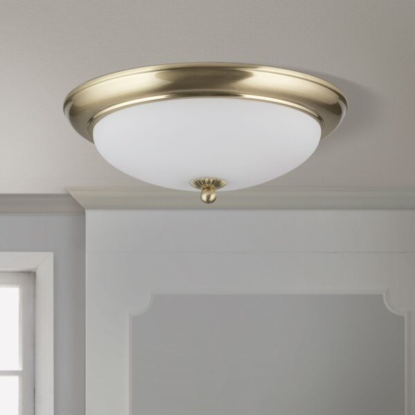 Deckenlampe Metall Glas rund Ø 35,5 cm E27 2-flammig
