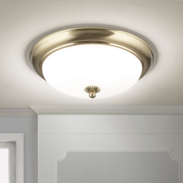 Deckenlampe Metall Glas rund Ø 35,5 cm E27 2-flammig