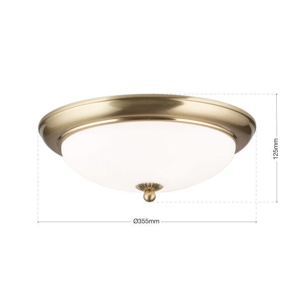 Deckenlampe Metall Glas rund Ø 35,5 cm E27 2-flammig
