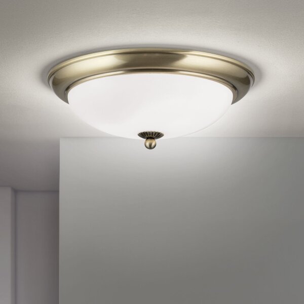Deckenlampe Metall Glas E27 rund D: 35,5 cm 2-flammig
