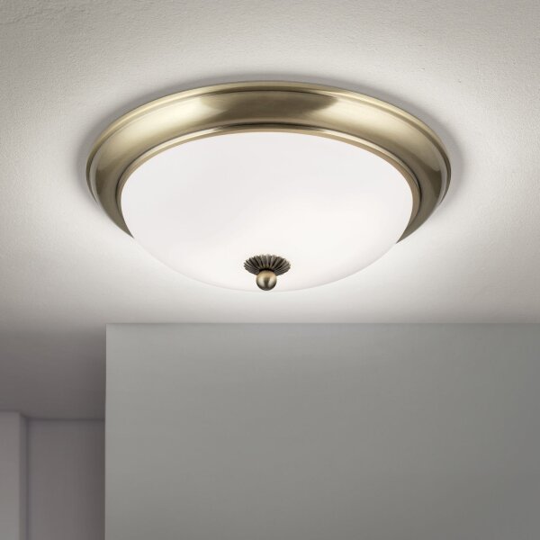 Deckenlampe Metall Glas E27 rund D: 35,5 cm 2-flammig