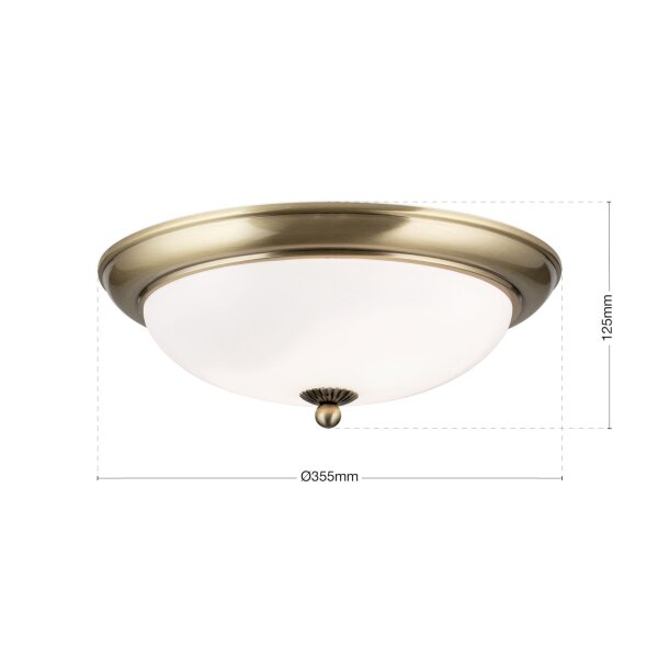Deckenlampe Metall Glas E27 rund D: 35,5 cm 2-flammig