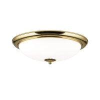 Deckenleuchte Metall Glas rund &Oslash; 48 cm in Gold Wei&szlig; E27