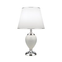 Tischleuchte Keramik Stoff E27 48 cm Wei&szlig; Chrom HELENA