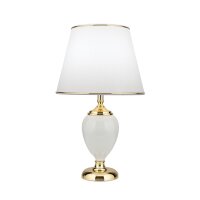 Tischlampe Keramik Stoff E27 48 cm in Wei&szlig; Gold HELENA