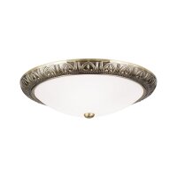 Deckenleuchte Metall Glas &Oslash; 38 cm rund in Bronze Wei&szlig;