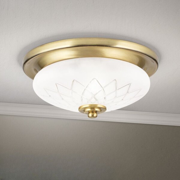Deckenlampe Metall Glas Ø 26 cm in Bronze Weiß E27 rund