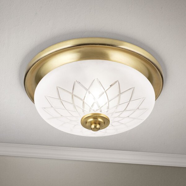 Deckenlampe Metall Glas Ø 26 cm in Bronze Weiß E27 rund