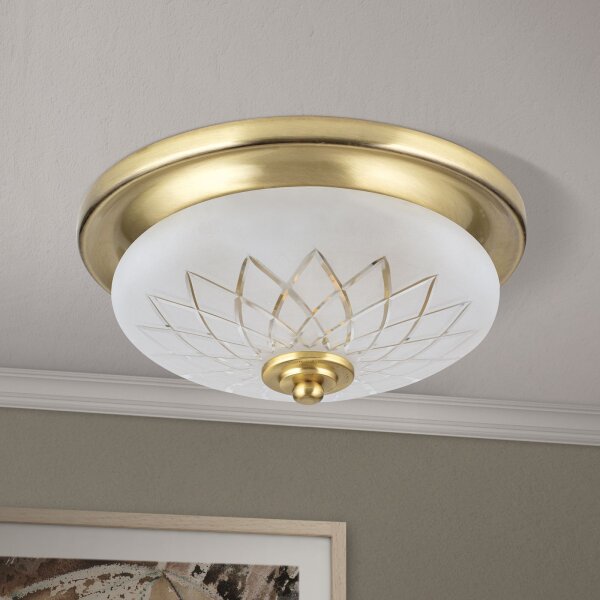 Deckenlampe Metall Glas Ø 26 cm in Bronze Weiß E27 rund