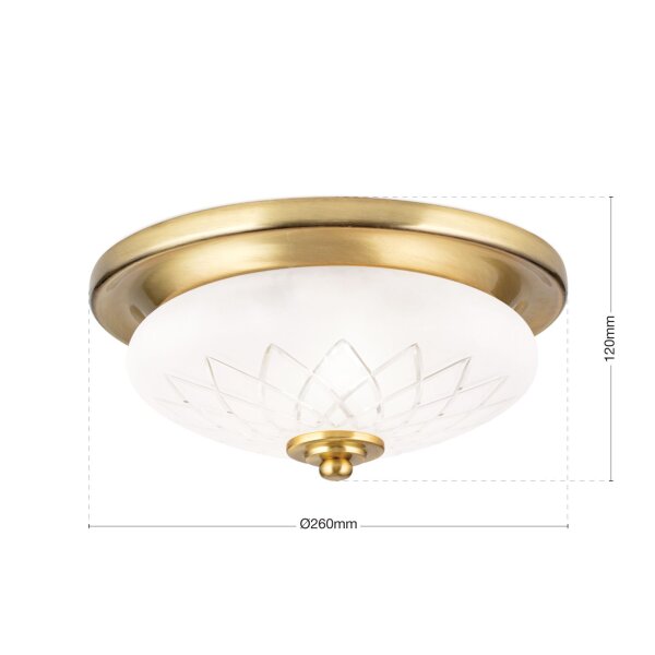 Deckenlampe Metall Glas Ø 26 cm in Bronze Weiß E27 rund