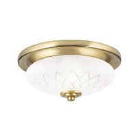 Deckenlampe Metall Glas &Oslash; 26 cm in Bronze Wei&szlig; E27 rund
