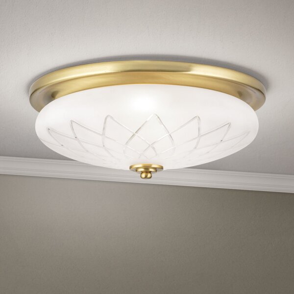 Deckenlampe Metall Glas E27 Ø 37 cm rund in Bronze Weiß