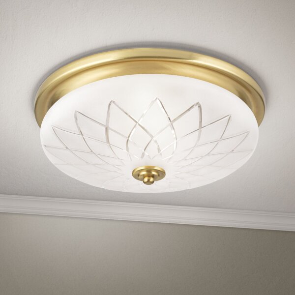 Deckenlampe Metall Glas E27 Ø 37 cm rund in Bronze Weiß