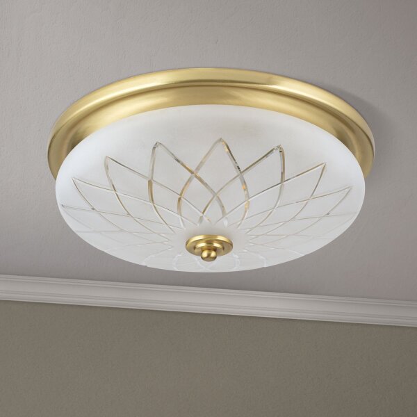 Deckenlampe Metall Glas E27 Ø 37 cm rund in Bronze Weiß