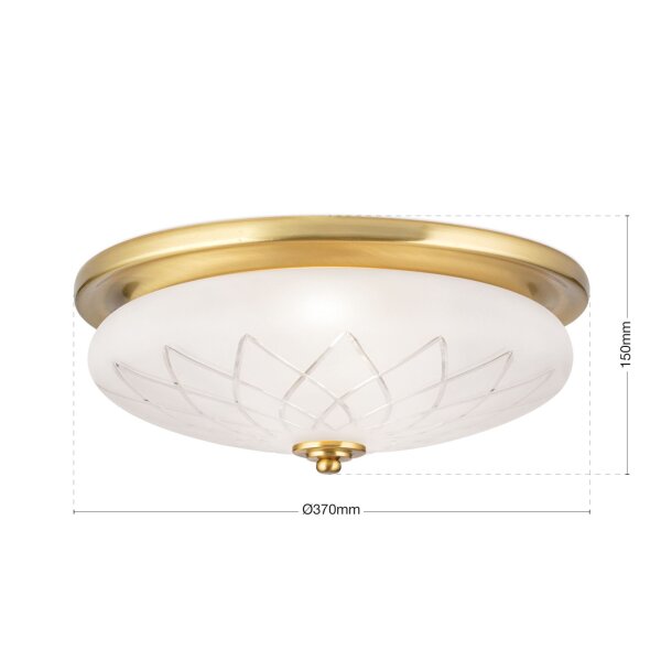 Deckenlampe Metall Glas E27 Ø 37 cm rund in Bronze Weiß