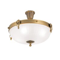 Deckenlampe Metall Glas D: 43 cm rund in Bronze Weiß