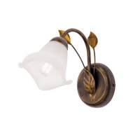 Wandlampe Metall Glas H: 21 cm Shabby Antik Wei&szlig; E14
