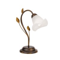 Nachttischleuchte Metall Glas 33 cm Shabby Antik Wei&szlig;