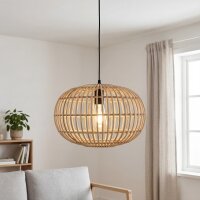Boho Hängelampe Bambus Schwarz Metall E27 Ø40...