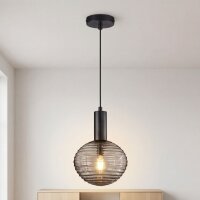 Pendelleuchte Rauchglas Metall Ø18 cm rund E27...
