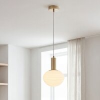 Pendelleuchte Glas Metall Ø18 cm rund E27 Gold...