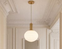 H&auml;ngelampe Glas Metall &Oslash;32 cm rund E27 Gold Wei&szlig;