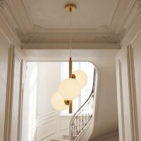 H&auml;ngelampe Glas Metall Gold Wei&szlig; B:32,5 cm E27 3-flmg