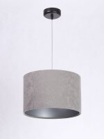 Pendelleuchte rund Wei&szlig; Grau Silber Stoff Esstisch