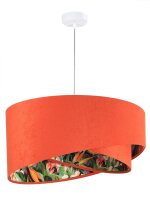 Wohnzimmer Hängelampe Orange Bunt Stoff rund...