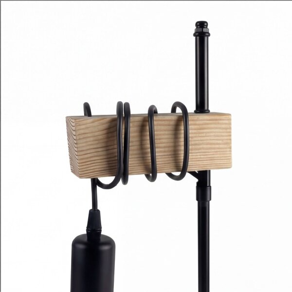 Nachttischlampe Metall geflammtes Holz Schwarz E27