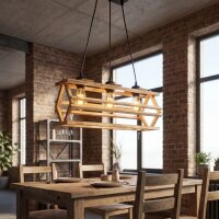 H&auml;ngelampe Metall Holz H: max. 110 cm E27 3-flammig