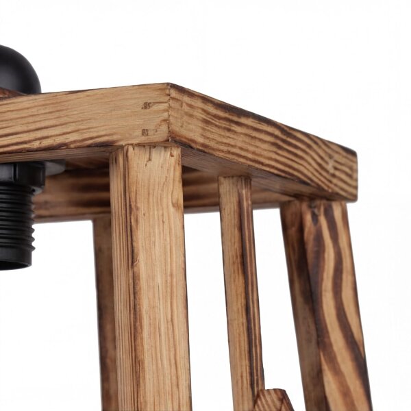 Hängeleuchte Metall Holz E27 H: max. 115 cm 2-flammig