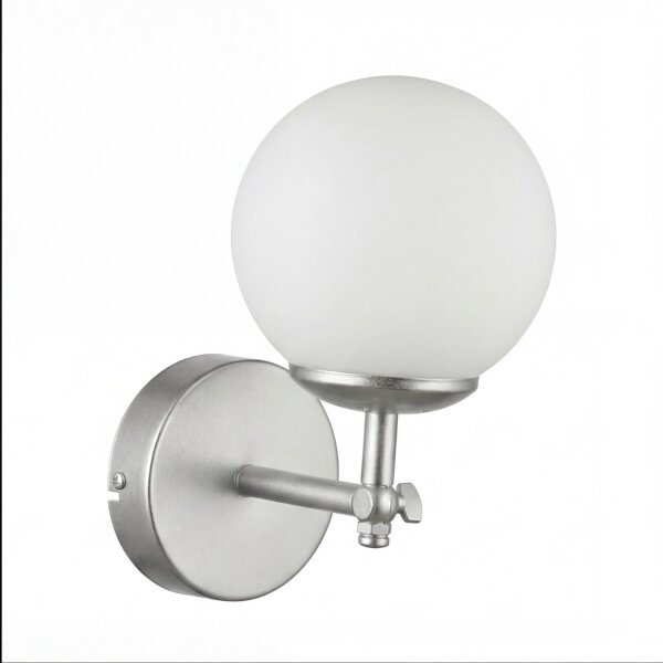 Wandlampe Metall Glas E27 24 cm hoch in Silber Weiß