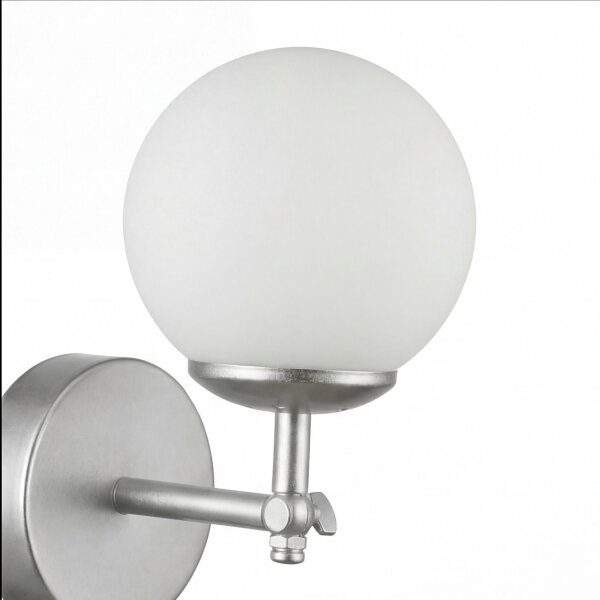 Wandlampe Metall Glas E27 24 cm hoch in Silber Weiß