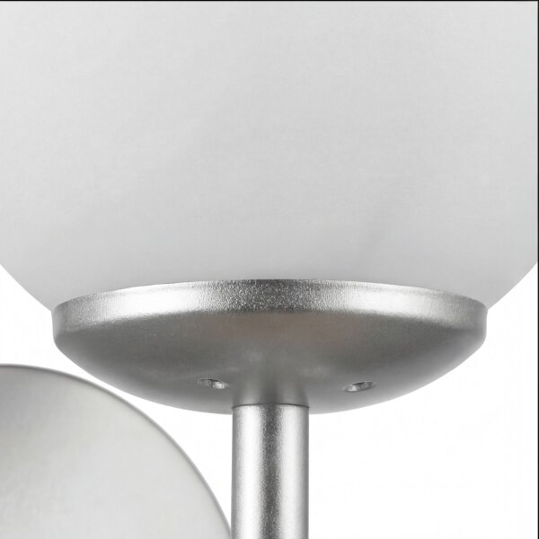 Wandlampe Metall Glas E27 24 cm hoch in Silber Weiß